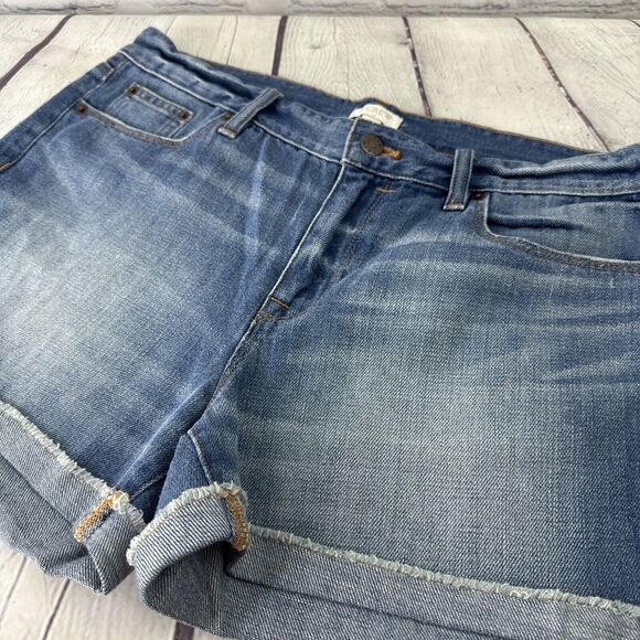 J. Crew Distressed High Rise Light Wash Cuffed Denim Shorts Blue Women's Size 29 - Picture 1 of 9